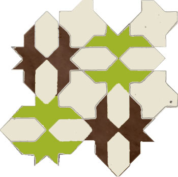 Mosaic House Moroccan tile Cachet S 1-5-19 White Lime Green Brown  zellige, mosaic, zellij, field, pattern, glaze 